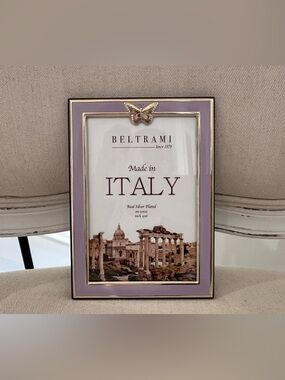 Made in Italy Silver Plated Purple and Gold Butterfly Picture Frame NWT